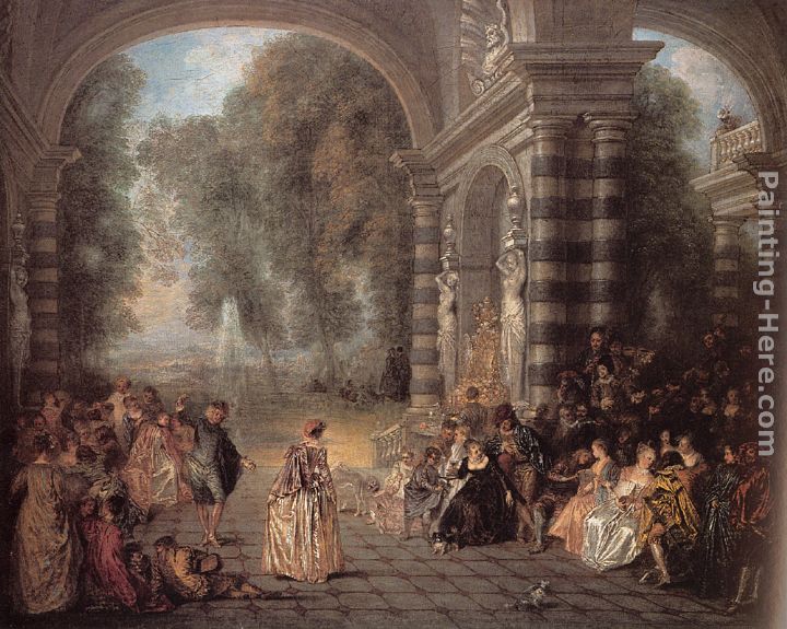 Les Plaisirs du bal painting - Jean-Antoine Watteau Les Plaisirs du bal art painting